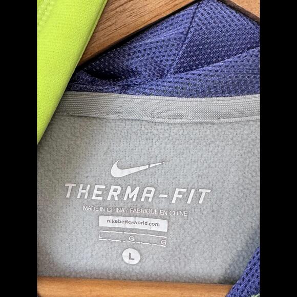 Nike‎ Therma Fit Hoodie Big Swoosh Men's L Neon Bright Colors - Picture 3 of 7